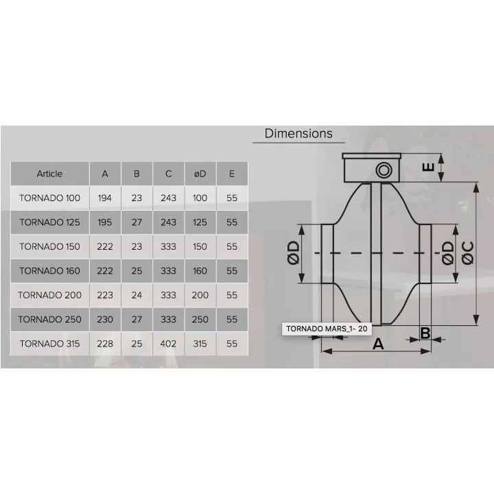 Zentrifugaler Kanalventilator aus Stahl TORNADO 250 - Akvavent