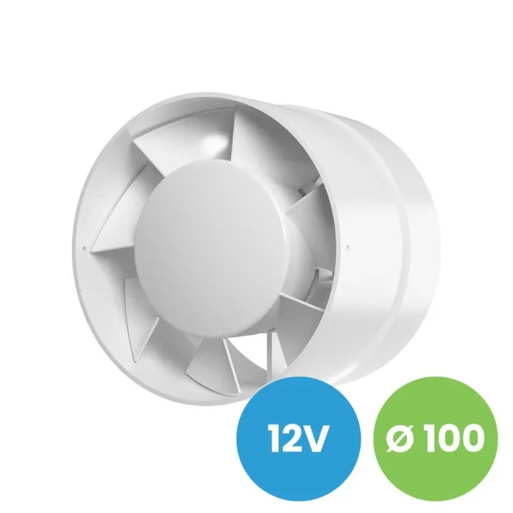 Sparsamer Rohrventilator 100 mm, 12 V AC für Feuchträume
