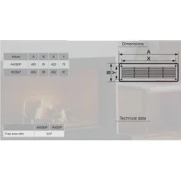 Lüftungsgitter 450x131 braun, 2-teilig, aus Polypropylen, abnehmbare Ausführung