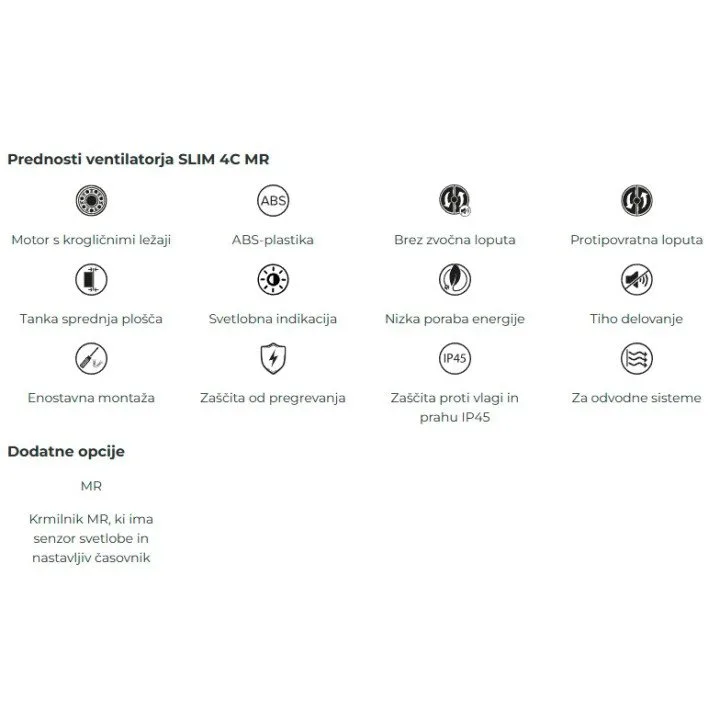 SLIM 4C MR Axialventilator mit Zeitschaltuhr und Lichtsensor D100