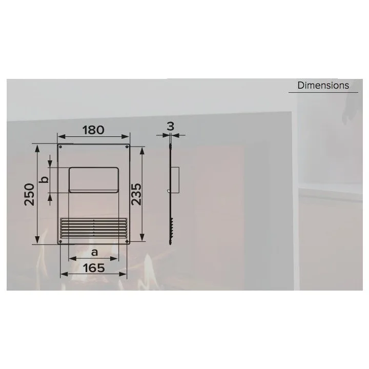 612PTGR, Vertikale Kunststoff-Unterplatte mit Gitter 180x250 und Flansch 60x120