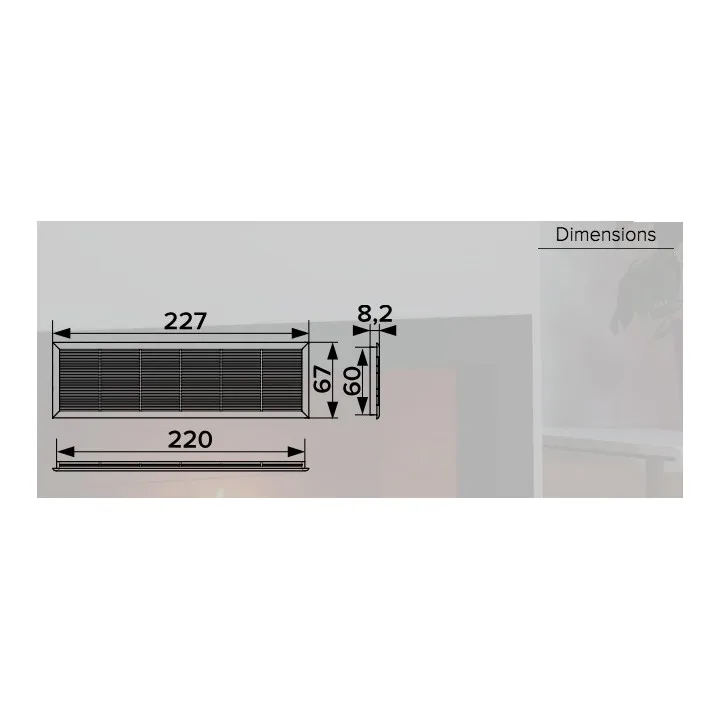 Abnehmbares Lüftungsgitter 227x67 2307DP zum günstigen Preis - Akvavent