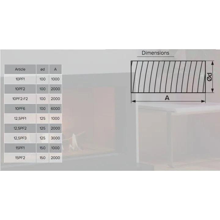 12,5PF2, Flexibler PVC-Luftkanal D 2m Durchmesser 125