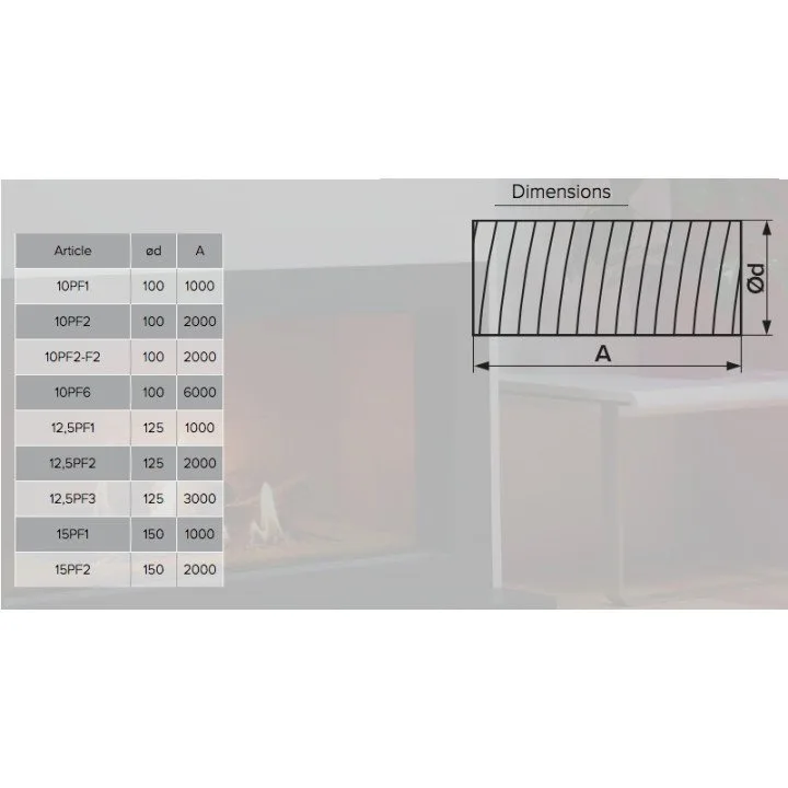 12,5PF3, Flexibler PVC-Luftkanal D 3m Durchmesser 125