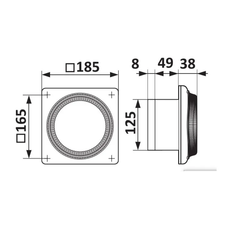 DISC 5C, Axialventilator mit Rückstauklappe BB D125