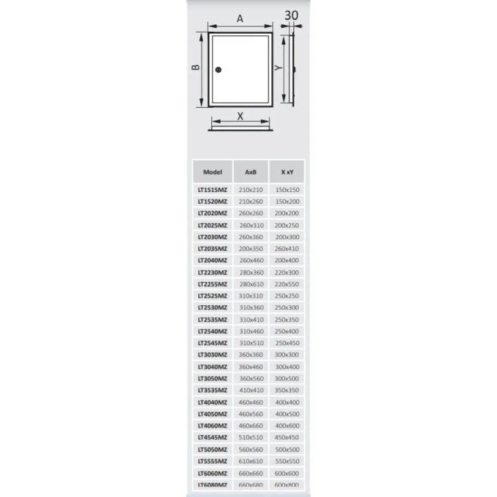 Revisionsklappe aus Stahl LT4060MZ 460x660 mit Flansch Preis - Akvavent