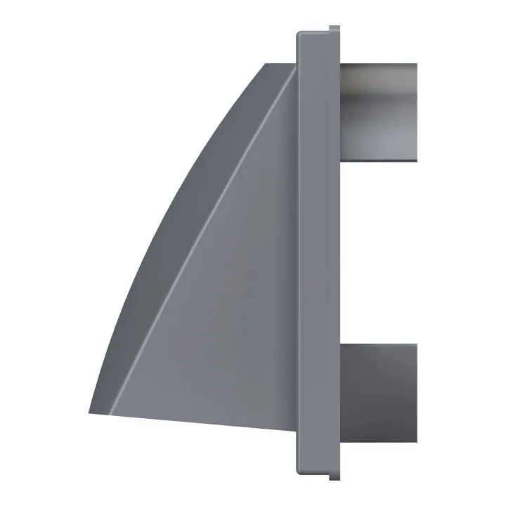 1515K12,5FV grau, Abluftgitter mit Rückstauklappe 150x150 und Flansch D125, grau(ASA-Kunststoff)