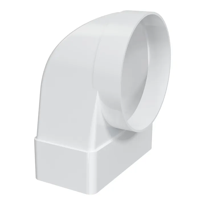612SK10FP, 90°-Verbinder zwischen rechteckigem Kanal 60x120 und Luftverteiler mit Flansch D100
