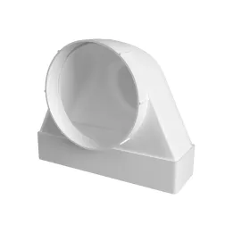 620SK12,5FP, 90° Verbinder zwischen rechteckigem Kanal 60x204 und Luftverteiler mit Flansch D125