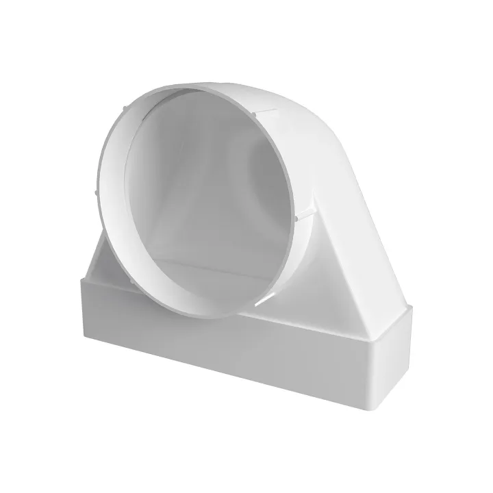 620SK12,5FP, 90° Verbinder zwischen rechteckigem Kanal 60x204 und Luftverteiler mit Flansch D125