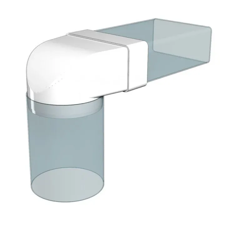 612SK10KP, 90°-Verbinder zwischen rechteckigem Kanal 60x120 und Rundkanal D100