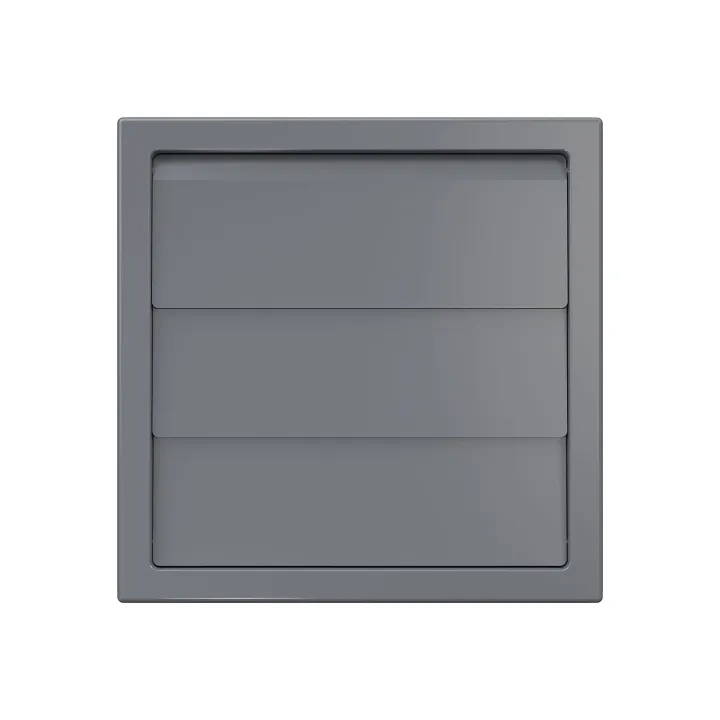 1515K12,5F grau, Abluftgitter mit Schwerkraftklappen 150x150 und Flansch D125, grau(ASA-Kunststoff)