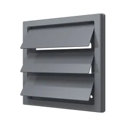 1515K12,5F grau, Abluftgitter mit Schwerkraftklappen 150x150 und Flansch D125, grau(ASA-Kunststoff)