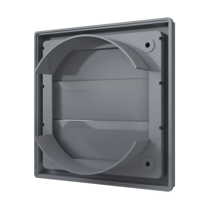 1515K12,5F grau, Abluftgitter mit Schwerkraftklappen 150x150 und Flansch D125, grau(ASA-Kunststoff)