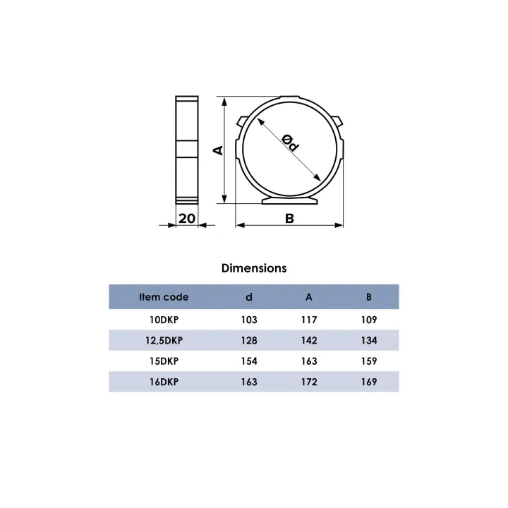 10DKP, Halter für Rundrohr D100