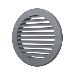 15RKN grau, Außenrundes Gitter D200 mit Flansch D150, ASA-Kunststoff
