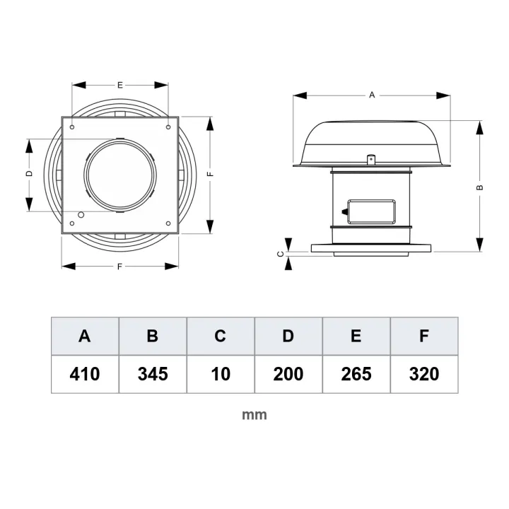 Dachventilator Ø200 für Abluft