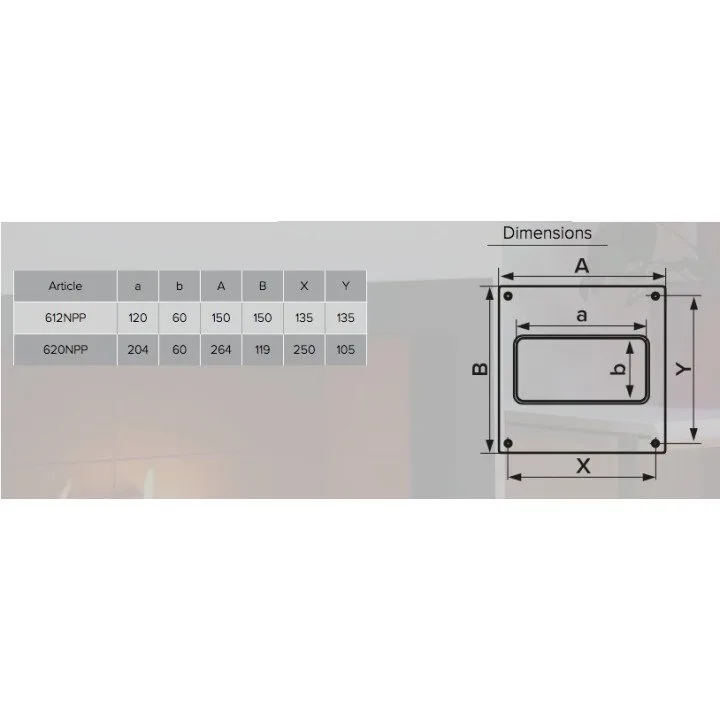 612NPP, Unteres Band 150x150 für rechteckigen Kanal 60x120