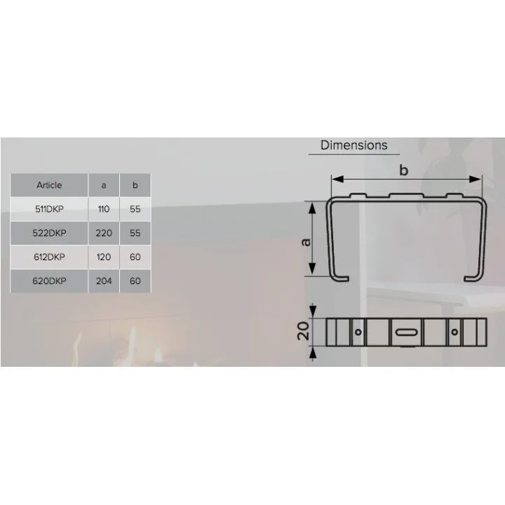 620DKP, Halter für Rechteckrohr 60x204