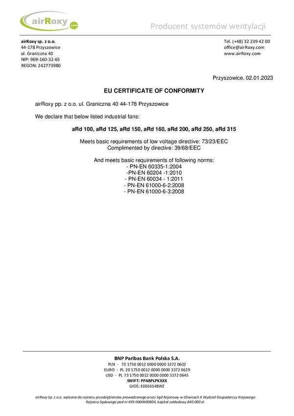 aRd - Konformitätserklärung