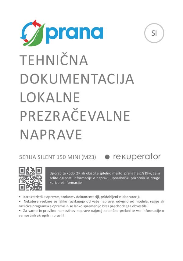 PRANA 150 Silent Mini – Technisches Datenblatt